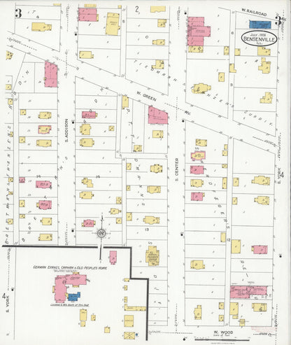 Sanborn Fire Insurance Map from Bensenville, Dupage County, Illinois (1926), Sheet #0003 - Complete Map Set gallery image, historic Sanborn map, vintage wall art, Illinois Illinois