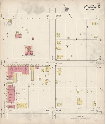 Sanborn Fire Insurance Map from Floresville, Wilson County, Texas (1922), Sheet #0002 - Complete Map Set gallery image, historic Sanborn map, vintage wall art, Texas Texas
