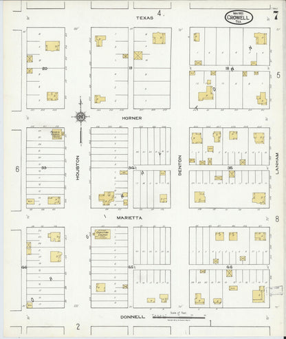 Sanborn Fire Insurance Map from Crowell, Foard County, Texas (1921), Sheet #0007 - Complete Map Set gallery image, historic Sanborn map, vintage wall art, Texas Texas
