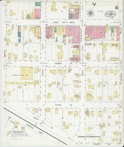 Sanborn Fire Insurance Map from Saint James, Watonwan County, Minnesota (1908), Sheet #0006 - Complete Map Set gallery image, historic Sanborn map, vintage wall art, Minnesota Minnesota
