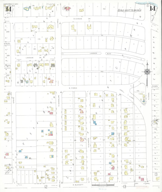 Sanborn Fire Insurance Map from Carlsbad, Eddy County, New Mexico (1943), Sheet #0014 - Historic Sanborn Fire Insurance Map Print, vintage old map wall art, antique decor, genealogy gift, New Mexico New Mexico map