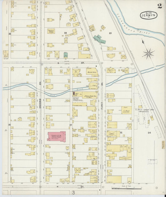 Sanborn Fire Insurance Map from Jermyn, Lackawanna County, Pennsylvania (1896), Sheet #0002 - Historic Sanborn Fire Insurance Map Print, vintage old map wall art, antique decor, genealogy gift, Pennsylvania Pennsylvania map