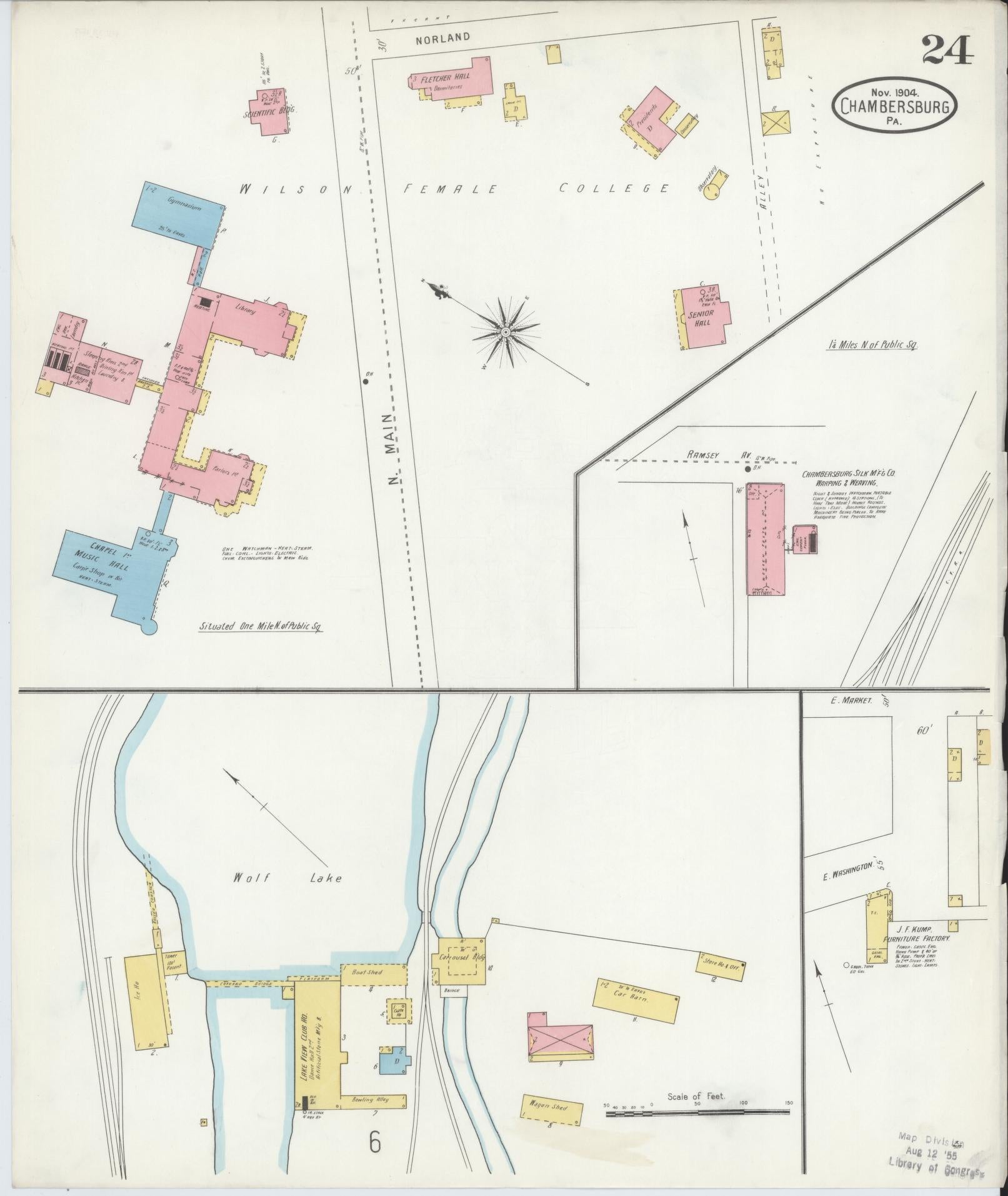 Sanborn Fire Insurance Map from Chambersburg, Franklin County, Pennsylvania (1904), Sheet #0024 - Historic Sanborn Fire Insurance Map Print, vintage old map wall art, antique decor, genealogy gift, Pennsylvania Pennsylvania map