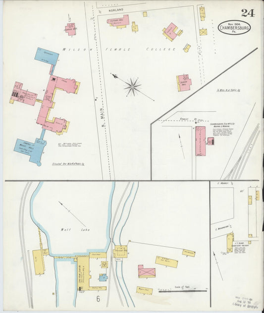 Sanborn Fire Insurance Map from Chambersburg, Franklin County, Pennsylvania (1904), Sheet #0024 - Historic Sanborn Fire Insurance Map Print, vintage old map wall art, antique decor, genealogy gift, Pennsylvania Pennsylvania map