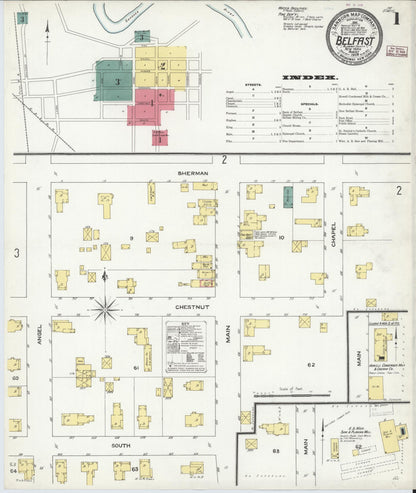 Sanborn Fire Insurance Map from Belfast, Allegany County, New York (1909), Sheet #0001 - Complete Map Set gallery image, historic Sanborn map, vintage wall art, New York New York