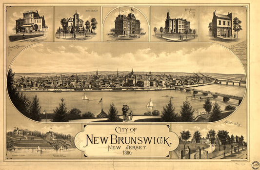 City of New Brunswick, New Jersey (1880) – Historic Bird’s-Eye View Panorama Print
