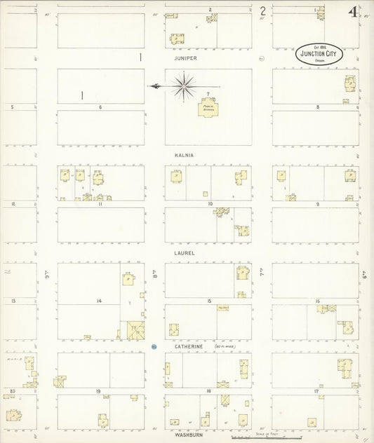 Sanborn Fire Insurance Map from Junction City, Lane County, Oregon (1898), Sheet #0004 - Historic Sanborn Fire Insurance Map Print, vintage old map wall art, antique decor, genealogy gift, Oregon Oregon map