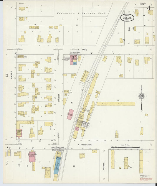 Sanborn Fire Insurance Map from Leslie, Ingham County, Michigan (1913), Sheet #0004 - Historic Sanborn Fire Insurance Map Print, vintage old map wall art, antique decor, genealogy gift, Michigan Michigan map