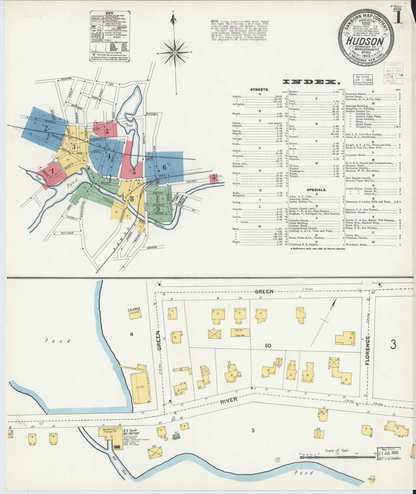 Sanborn Fire Insurance Map from Hudson, Middlesex County, Massachusetts. (1903) – Historic Sanborn Fire Insurance Map Print