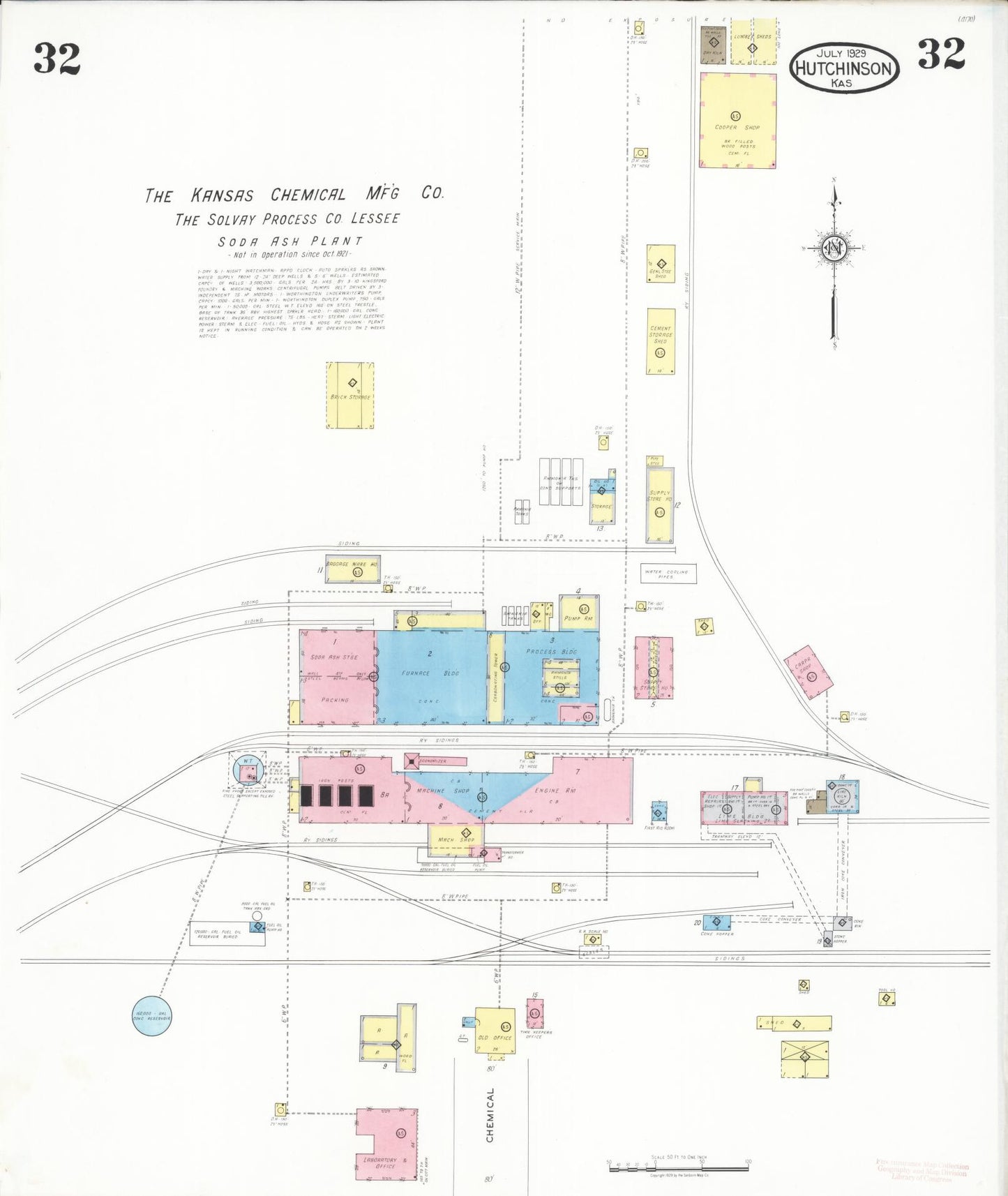 Sanborn Fire Insurance Map from Hutchinson, Reno County, Kansas (1929), Sheet #0033 - Historic Sanborn Fire Insurance Map Print, vintage old map wall art, antique decor, genealogy gift, Kansas Kansas map