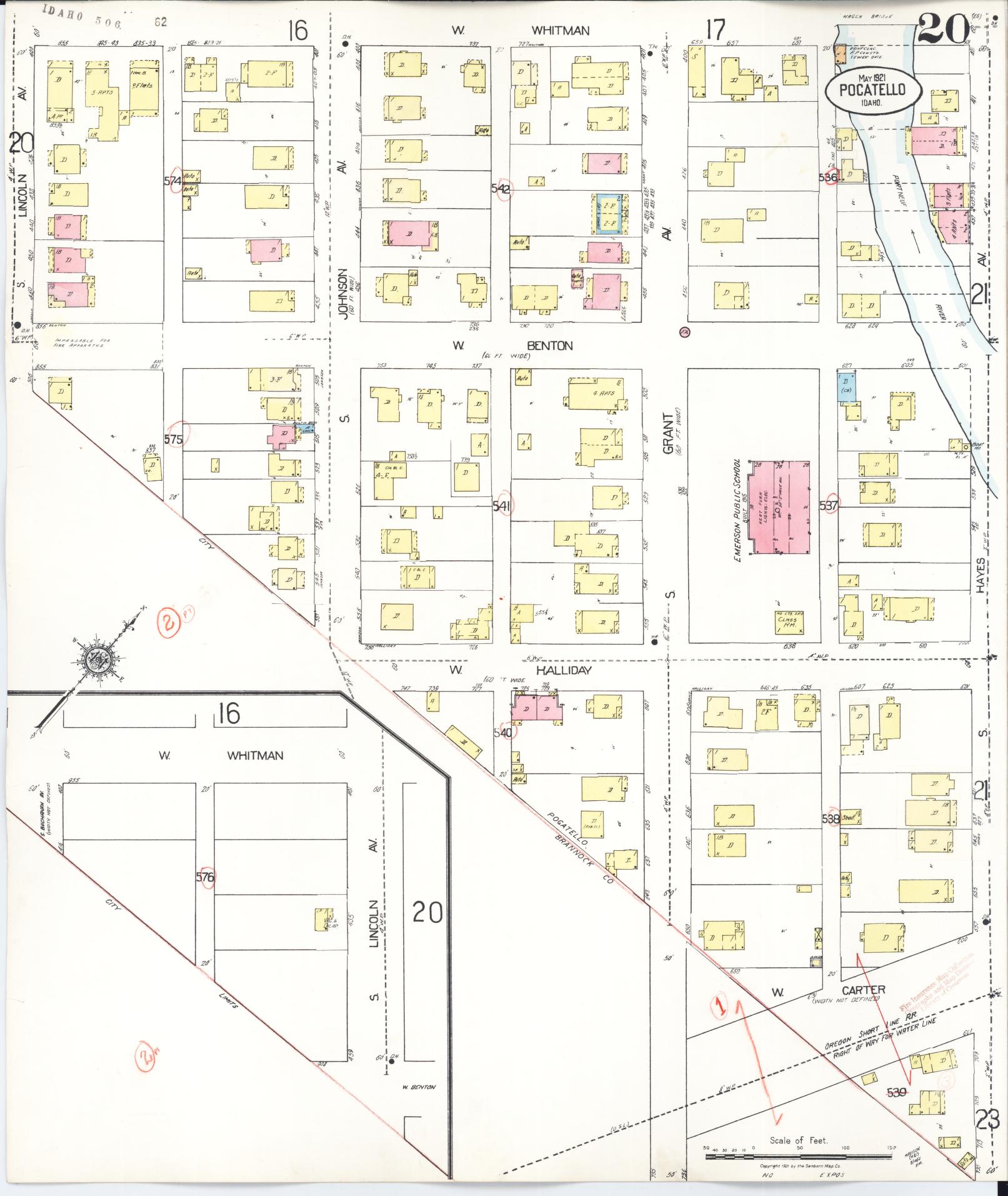 Sanborn Fire Insurance Map from Pocatello, Bannock County, Idaho (1948), Sheet #0020 - Complete Map Set gallery image, historic Sanborn map, vintage wall art, Idaho Idaho