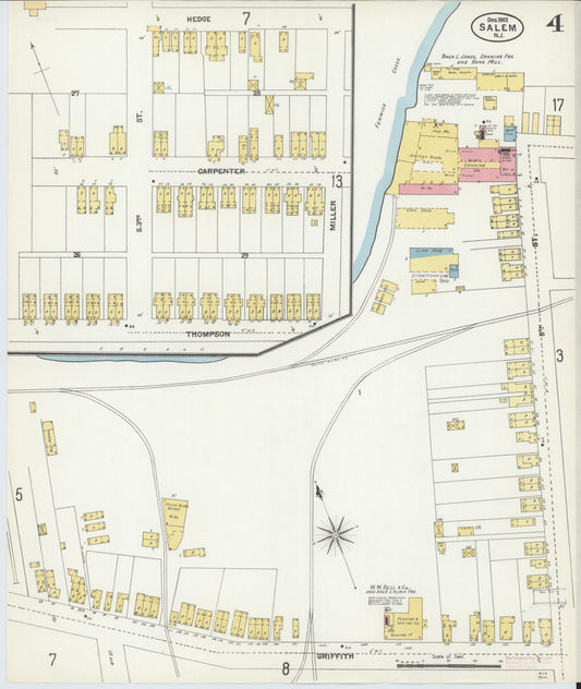 Sanborn Fire Insurance Map from Salem, Salem County, New Jersey (1902), Sheet #0004 - Historic Sanborn Fire Insurance Map Print, vintage old map wall art, antique decor, genealogy gift, New Jersey New Jersey map