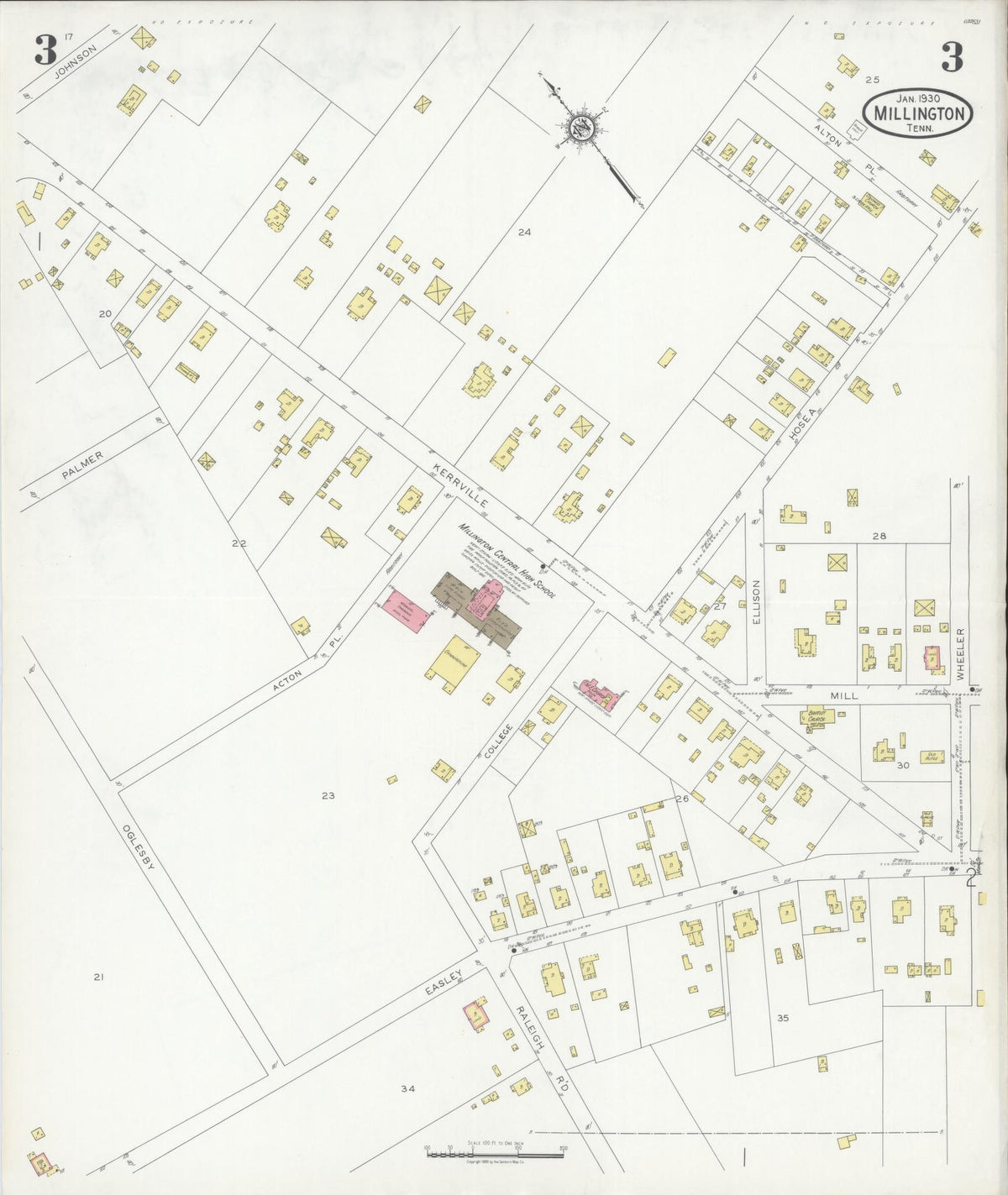 Sanborn Fire Insurance Map from Millington, Shelby County, Tennessee (1930), Sheet #0003 - Complete Map Set gallery image, historic Sanborn map, vintage wall art, Tennessee Tennessee