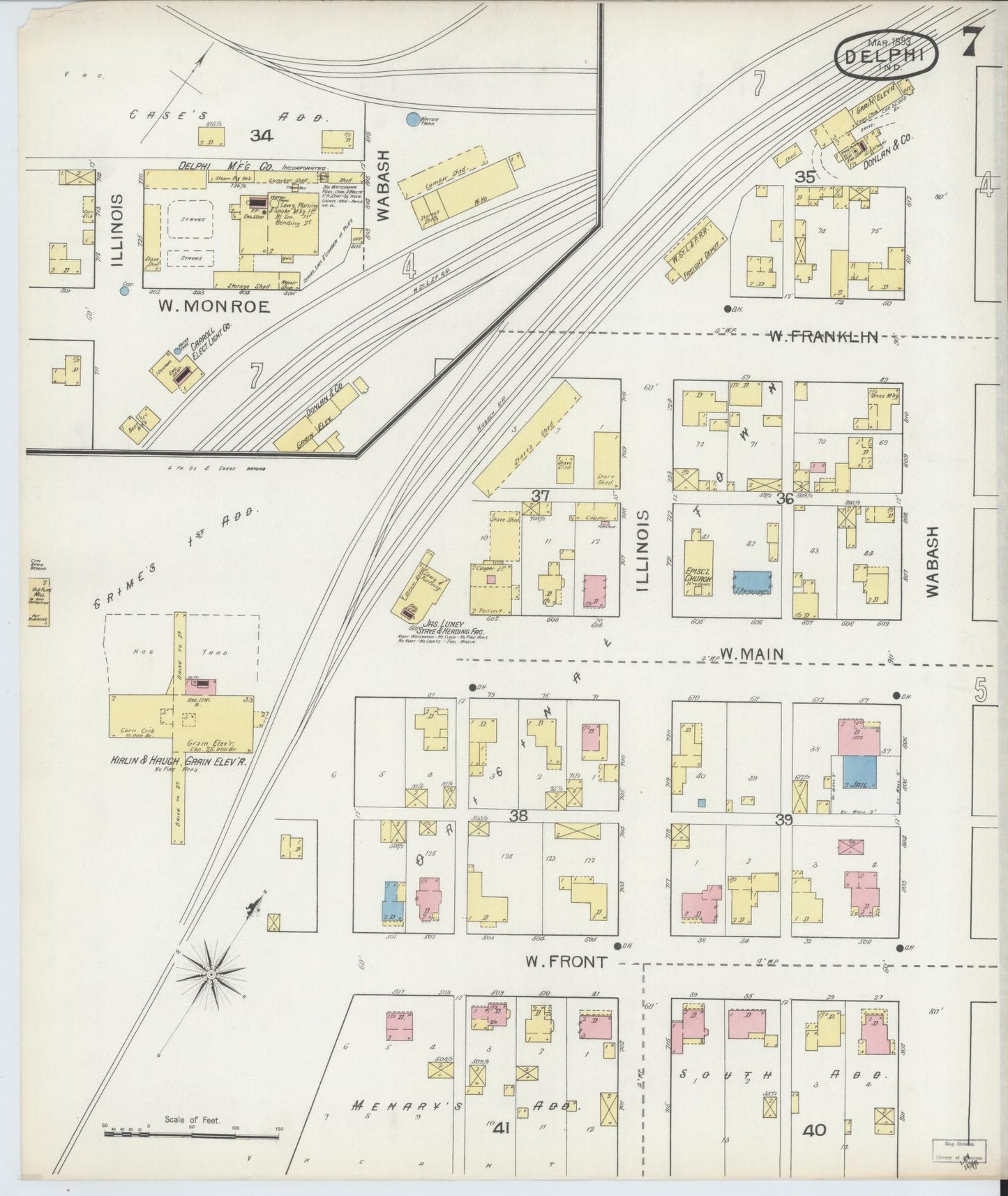 Sanborn Fire Insurance Map from Delphi, Carroll County, Indiana (1893), Sheet #0007 - Complete Map Set gallery image, historic Sanborn map, vintage wall art, Indiana Indiana
