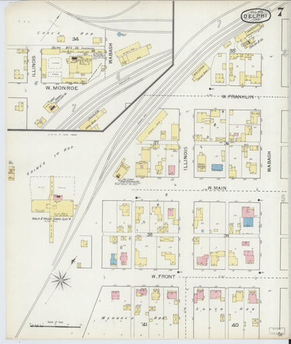 Sanborn Fire Insurance Map from Delphi, Carroll County, Indiana (1893), Sheet #0007 - Complete Map Set gallery image, historic Sanborn map, vintage wall art, Indiana Indiana