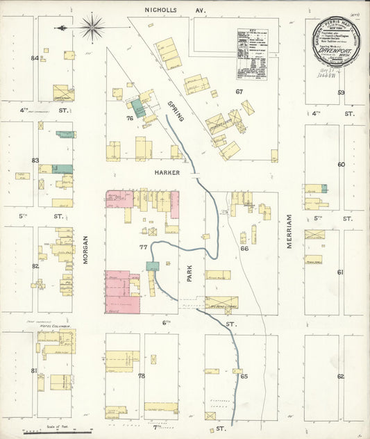 Sanborn Fire Insurance Map from Davenport, Lincoln County, Washington (1891), Sheet #0001 - Historic Sanborn Fire Insurance Map Print, vintage old map wall art, antique decor, genealogy gift, Washington Washington map