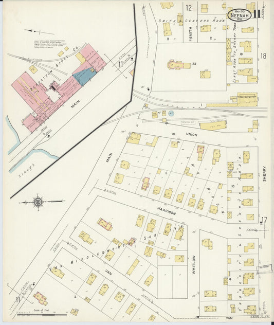 Sanborn Fire Insurance Map from Neenah, Winnebago County, Wisconsin (1913), Sheet #0011 - Historic Sanborn Fire Insurance Map Print, vintage old map wall art, antique decor, genealogy gift, Wisconsin Wisconsin map