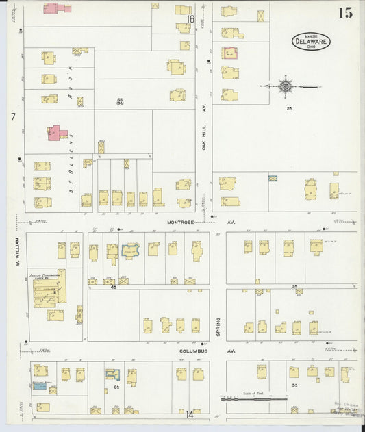 Sanborn Fire Insurance Map from Delaware, Delaware County, Ohio (1911), Sheet #0015 - Historic Sanborn Fire Insurance Map Print, vintage old map wall art, antique decor, genealogy gift, Sanborn Fire Insurance Map from Delaware Delaware map