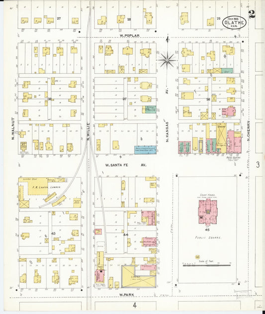 Sanborn Fire Insurance Map from Olathe, Johnson County, Kansas (1905), Sheet #0002 - Historic Sanborn Fire Insurance Map Print, vintage old map wall art, antique decor, genealogy gift, Kansas Kansas map