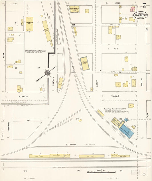 Sanborn Fire Insurance Map from Blackfoot, Bingham County, Idaho (1911), Sheet #0007 - Historic Sanborn Fire Insurance Map Print, vintage old map wall art, antique decor, genealogy gift, Idaho Idaho map