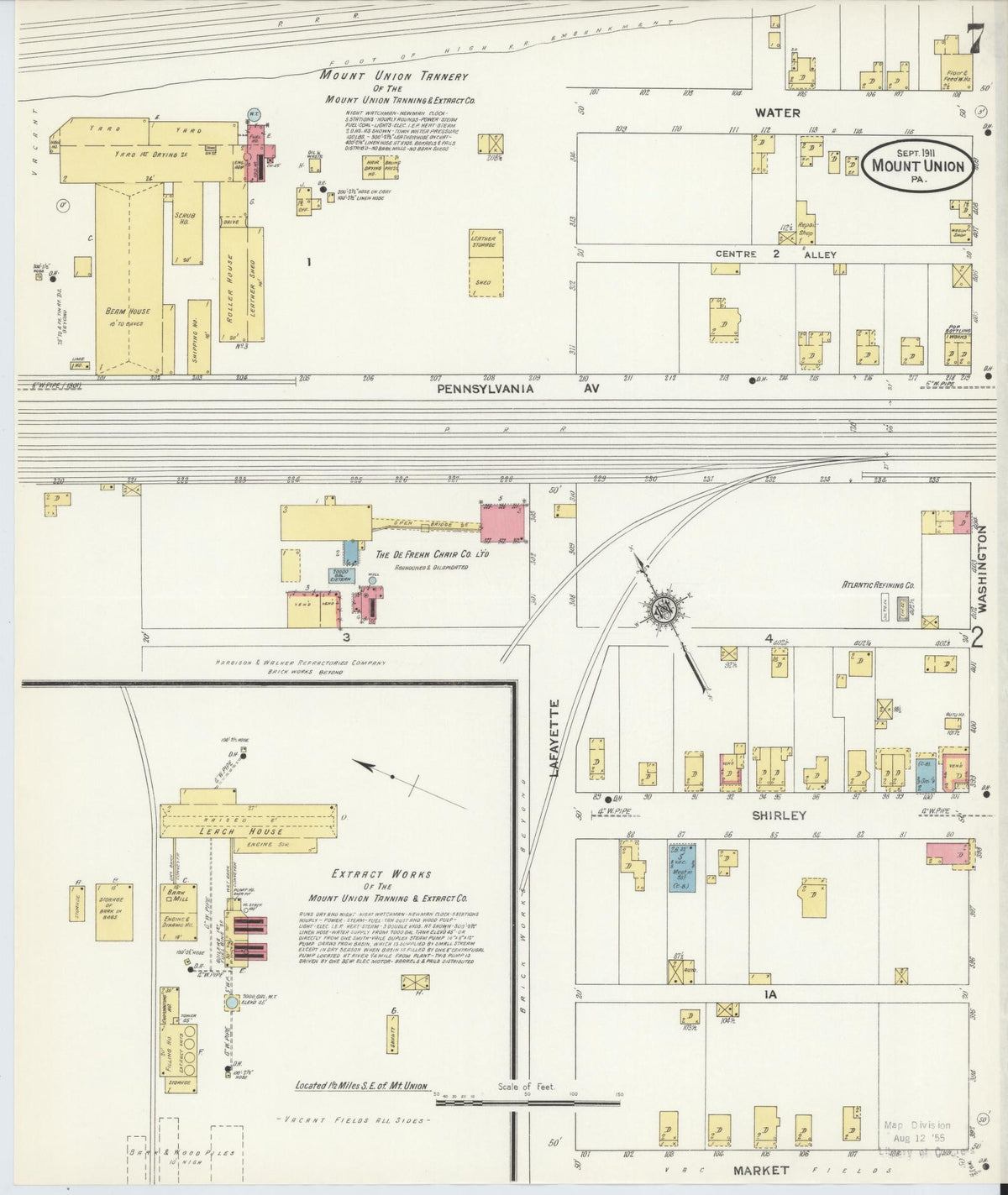 Sanborn Fire Insurance Map from Mount Union, Huntingdon County, Pennsylvania (1911), Sheet #0007 - Complete Map Set gallery image, historic Sanborn map, vintage wall art, Pennsylvania Pennsylvania