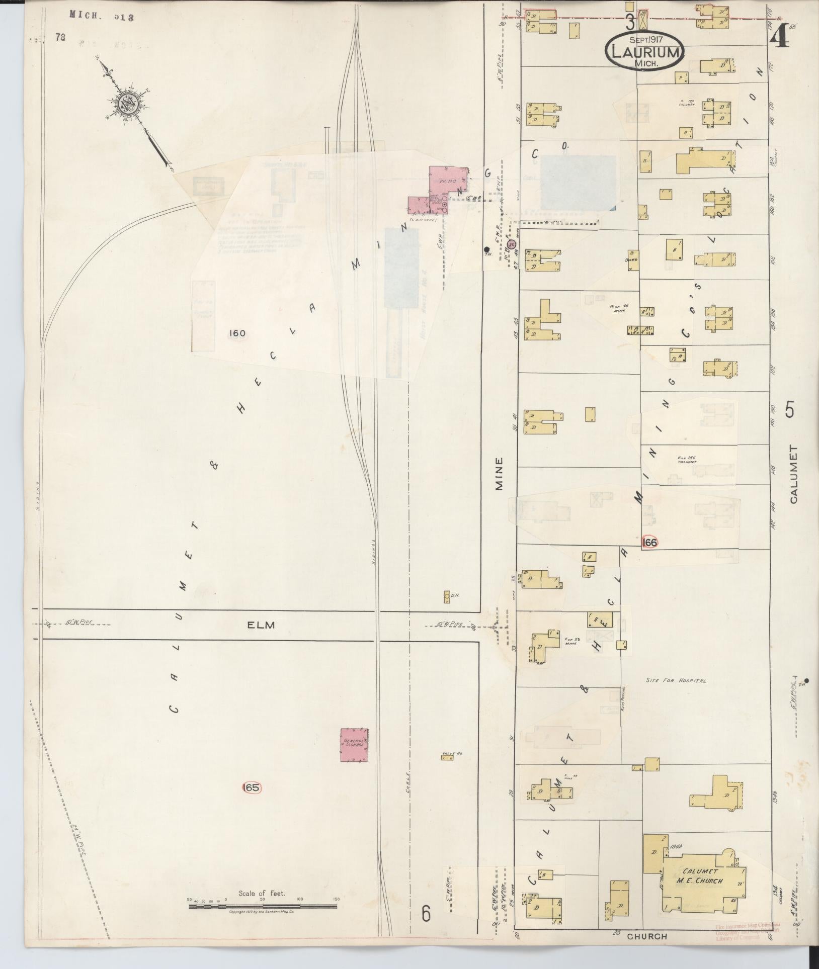 Sanborn Fire Insurance Map from Laurium, Houghton County, Michigan (1949), Sheet #0004 - Complete Map Set gallery image, historic Sanborn map, vintage wall art, Michigan Michigan