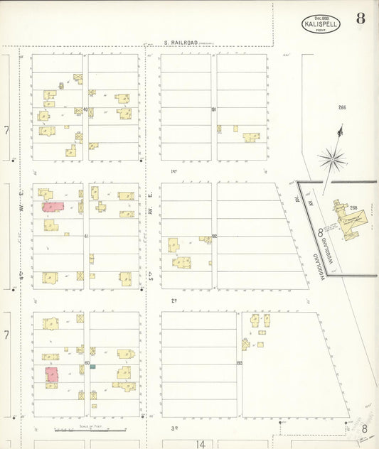 Sanborn Fire Insurance Map from Kalispell, Flathead County, Montana (1899), Sheet #0008 - Historic Sanborn Fire Insurance Map Print, vintage old map wall art, antique decor, genealogy gift, Montana Montana map