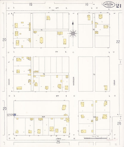 Sanborn Fire Insurance Map from Moscow, Latah County, Idaho (1909), Sheet #0021 - Complete Map Set gallery image, historic Sanborn map, vintage wall art, Idaho Idaho