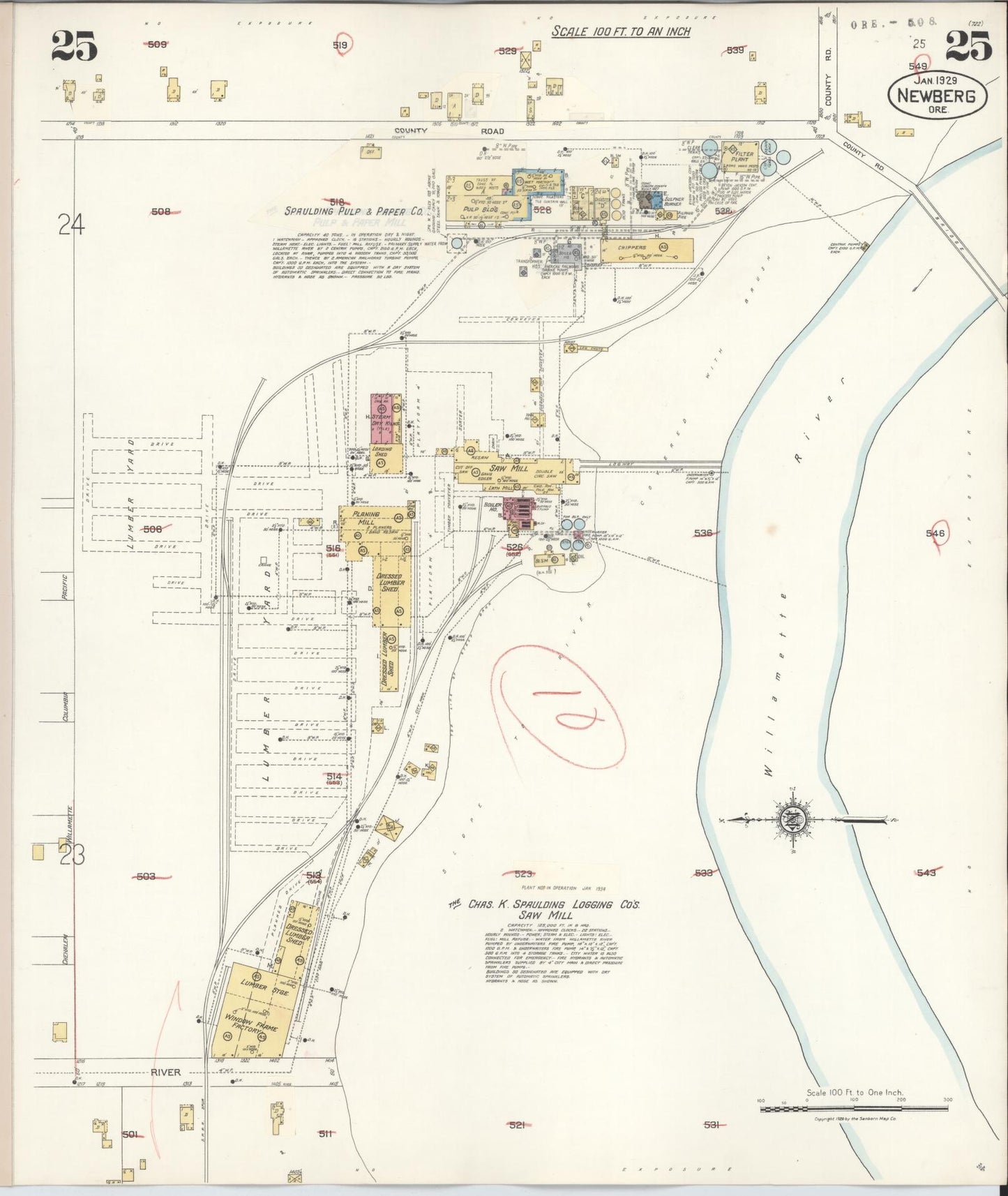Sanborn Fire Insurance Map from Newberg, Yamhill County, Oregon (1934), Sheet #0025 - Historic Sanborn Fire Insurance Map Print, vintage old map wall art, antique decor, genealogy gift, Oregon Oregon map