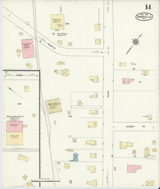 Sanborn Fire Insurance Map from Dansville, Livingston County, New York (1914), Sheet #0014 - Historic Sanborn Fire Insurance Map Print, vintage old map wall art, antique decor, genealogy gift, New York New York map