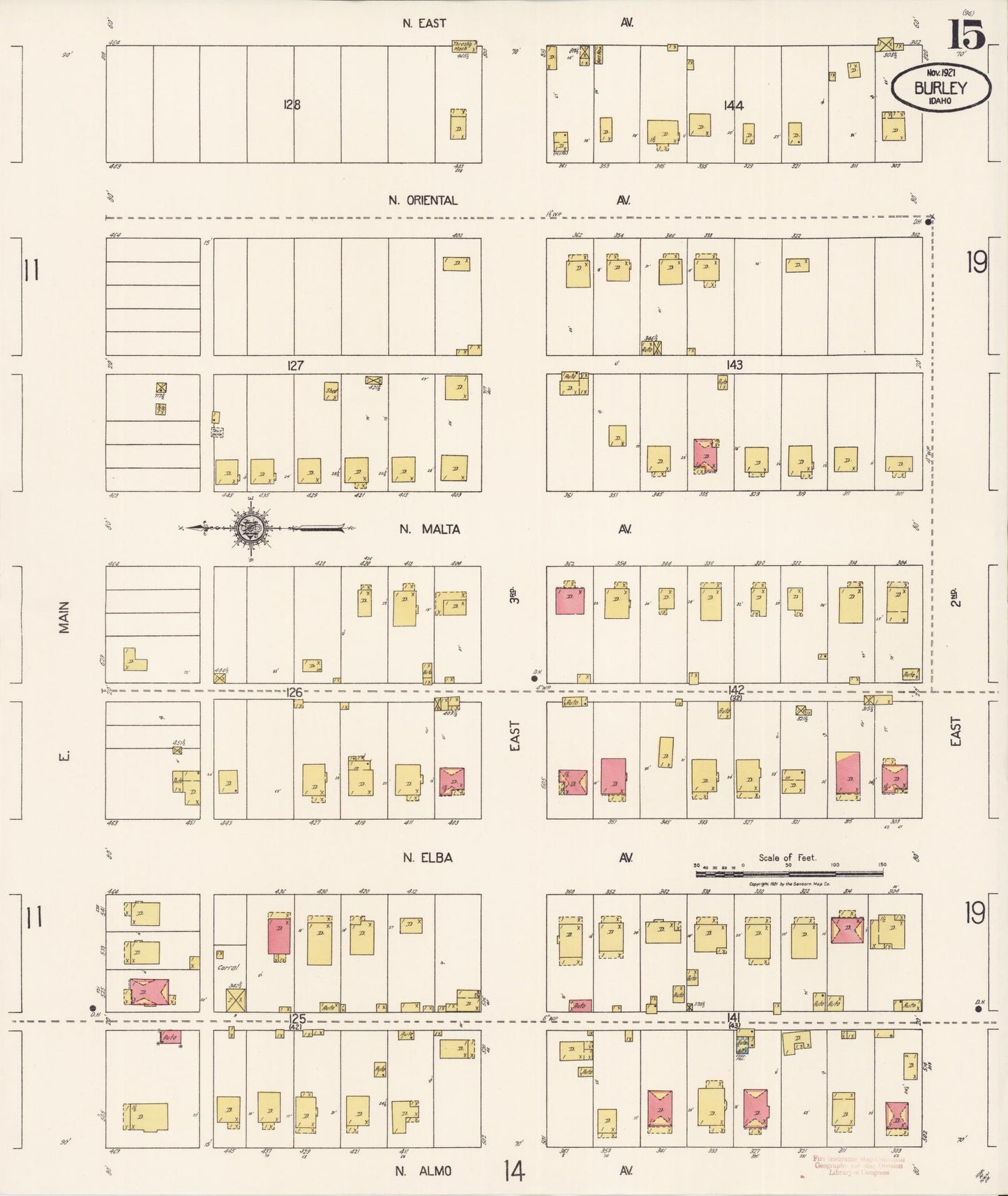 Sanborn Fire Insurance Map from Burley, Cassia County, Idaho (1921), Sheet #0015 - Complete Map Set gallery image, historic Sanborn map, vintage wall art, Idaho Idaho