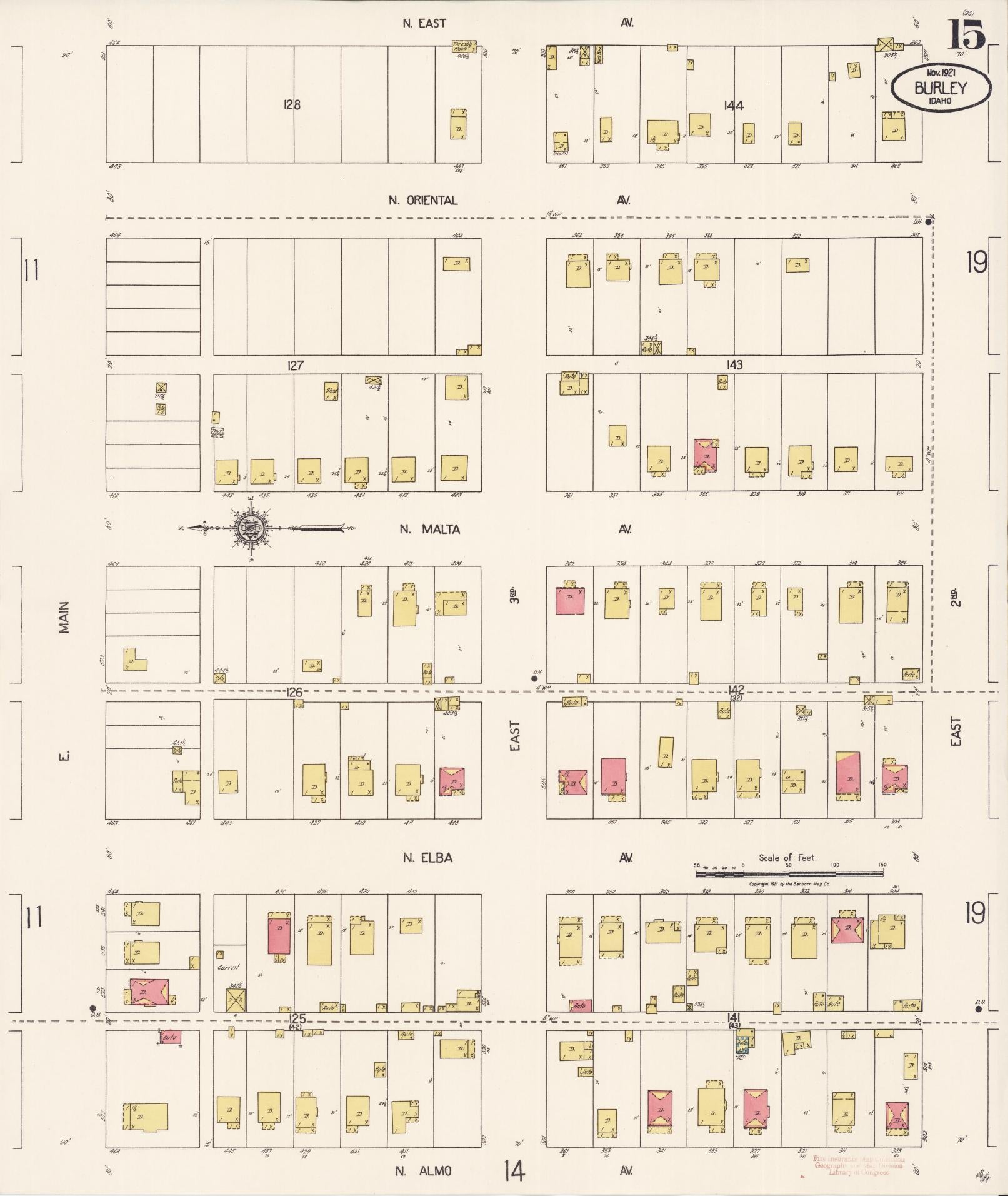 Sanborn Fire Insurance Map from Burley, Cassia County, Idaho (1921), Sheet #0015 - Complete Map Set gallery image, historic Sanborn map, vintage wall art, Idaho Idaho