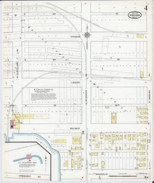 Sanborn Fire Insurance Map from Virginia, Saint Louis County, Minnesota (1915), Sheet #0004 - Historic Sanborn Fire Insurance Map Print, vintage old map wall art, antique decor, genealogy gift, Minnesota Minnesota map