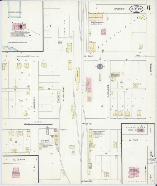 Sanborn Fire Insurance Map from Butler, Bates County, Missouri (1914), Sheet #0006 - Historic Sanborn Fire Insurance Map Print, vintage old map wall art, antique decor, genealogy gift, Missouri Missouri map