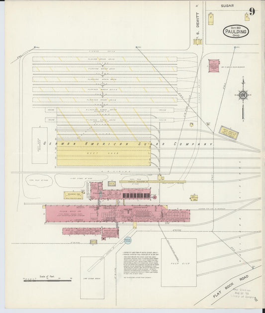 Sanborn Fire Insurance Map from Paulding, Paulding County, Ohio (1913), Sheet #0009 - Historic Sanborn Fire Insurance Map Print, vintage old map wall art, antique decor, genealogy gift, Ohio Ohio map