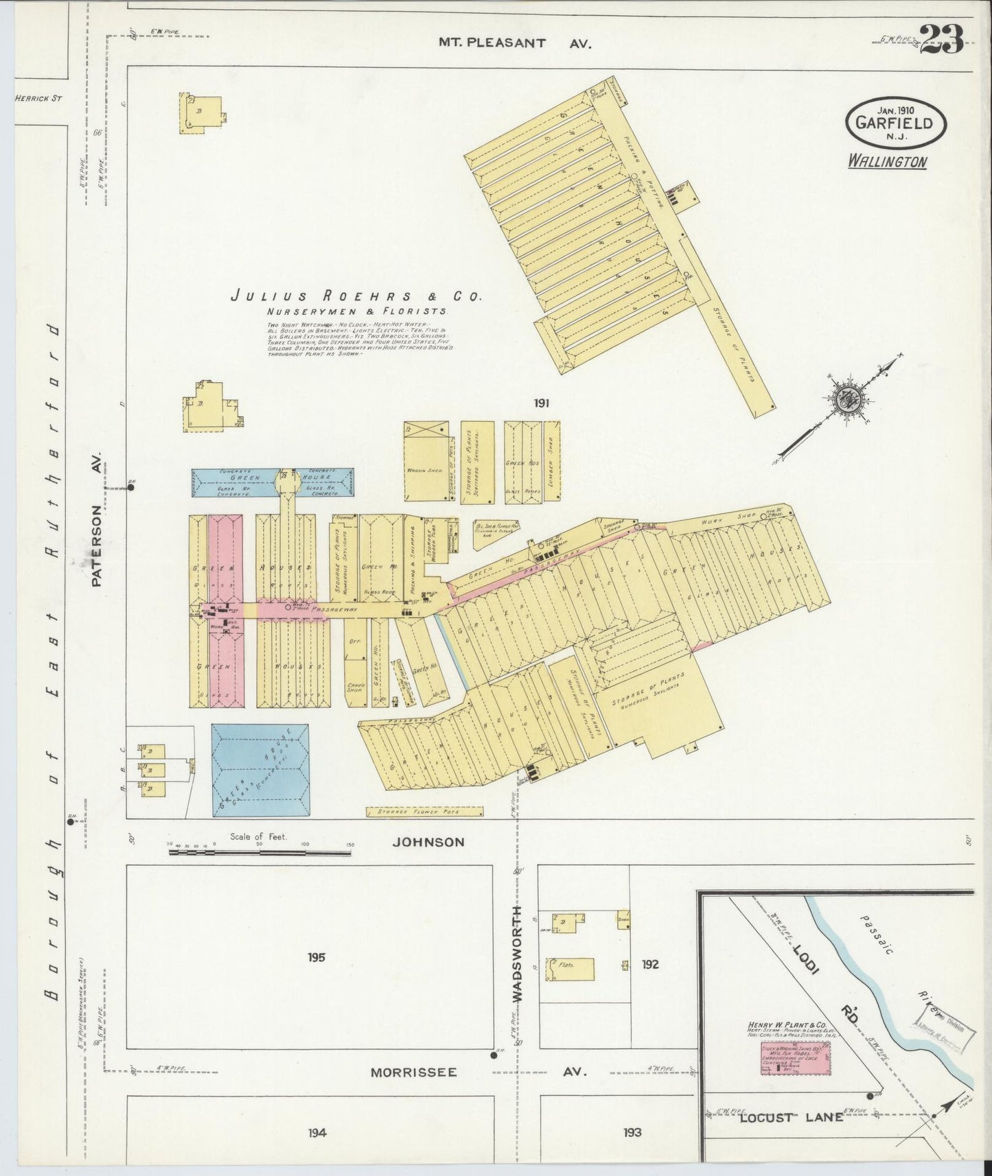 Sanborn Fire Insurance Map from Garfield, Bergen County, New Jersey (1910), Sheet #0023 - Complete Map Set gallery image, historic Sanborn map, vintage wall art, New Jersey New Jersey