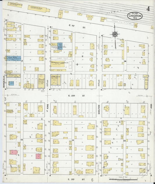 Sanborn Fire Insurance Map from Chadron, Dawes County, Nebraska (1918), Sheet #0004 - Historic Sanborn Fire Insurance Map Print, vintage old map wall art, antique decor, genealogy gift, Nebraska Nebraska map