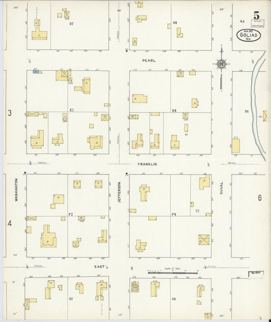 Sanborn Fire Insurance Map from Goliad, Goliad County, Texas (1912), Sheet #0005 - Historic Sanborn Fire Insurance Map Print, vintage old map wall art, antique decor, genealogy gift, Texas Texas map