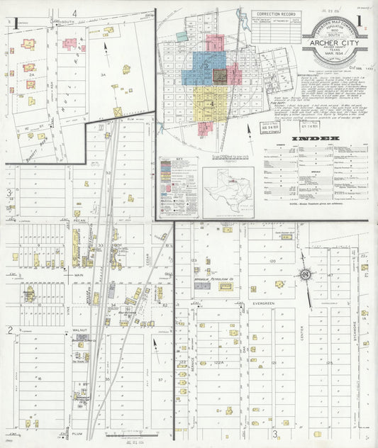 Sanborn Fire Insurance Map from Archer City, Archer County, Texas (1934), Sheet #0001 - Complete Map Set gallery image, historic Sanborn map, vintage wall art, Texas Texas