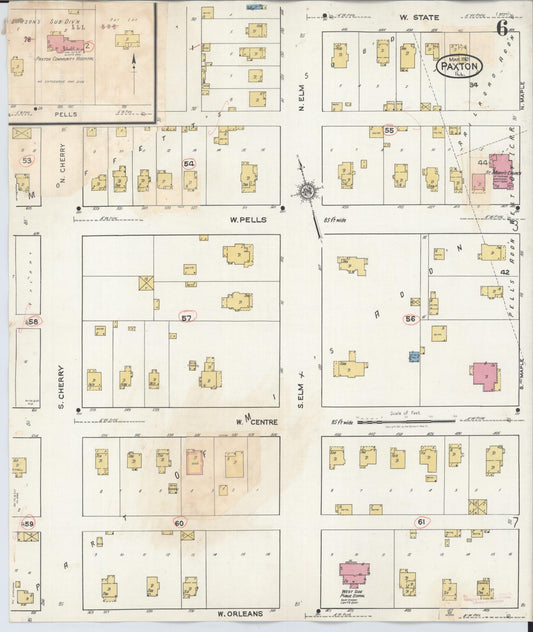 Sanborn Fire Insurance Map from Paxton, Ford County, Illinois (1932), Sheet #0006 - Historic Sanborn Fire Insurance Map Print, vintage old map wall art, antique decor, genealogy gift, Illinois Illinois map