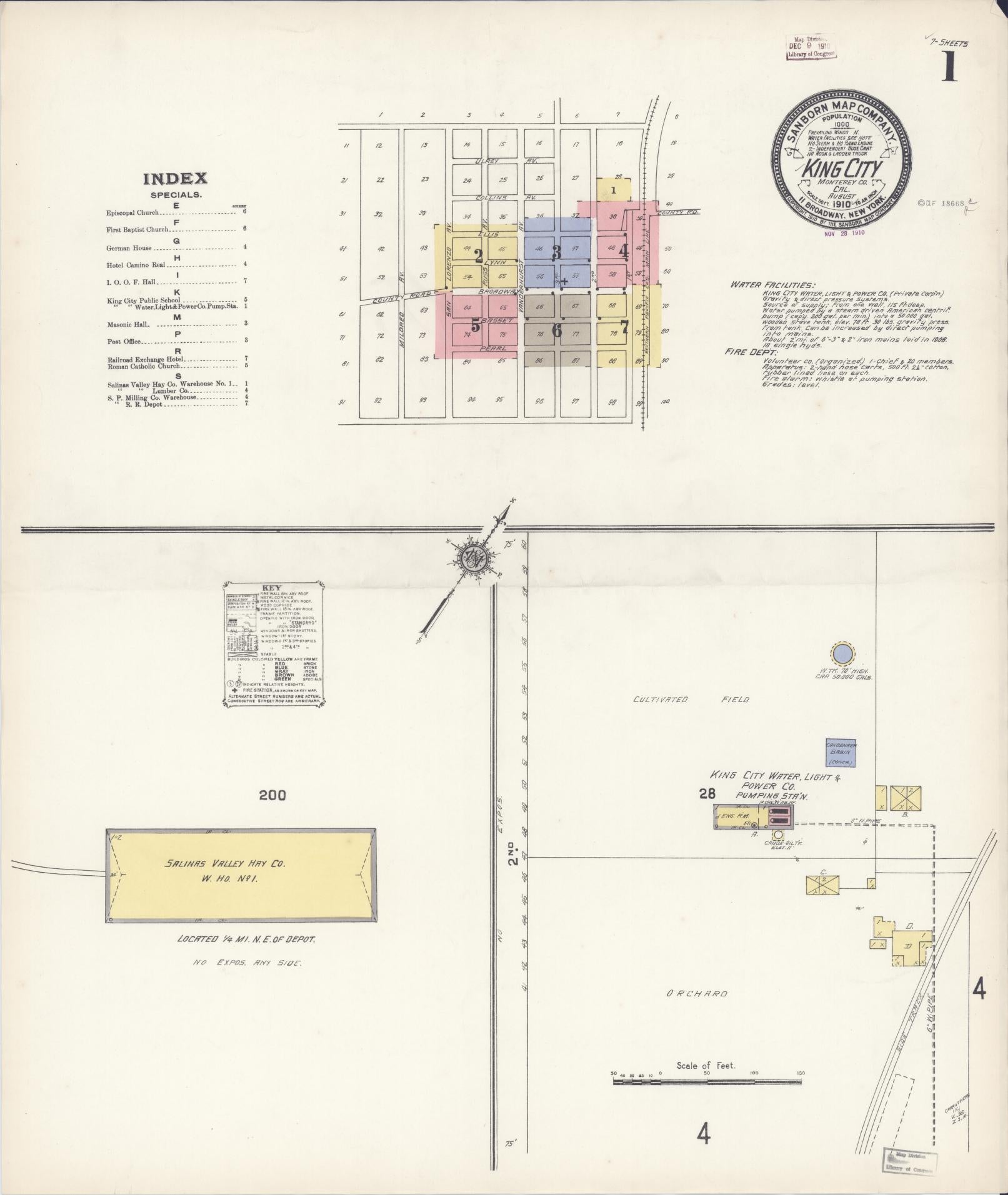 Sanborn Fire Insurance Map from King City, Monterey County, California. (1910) – Historic Sanborn Fire Insurance Map Print