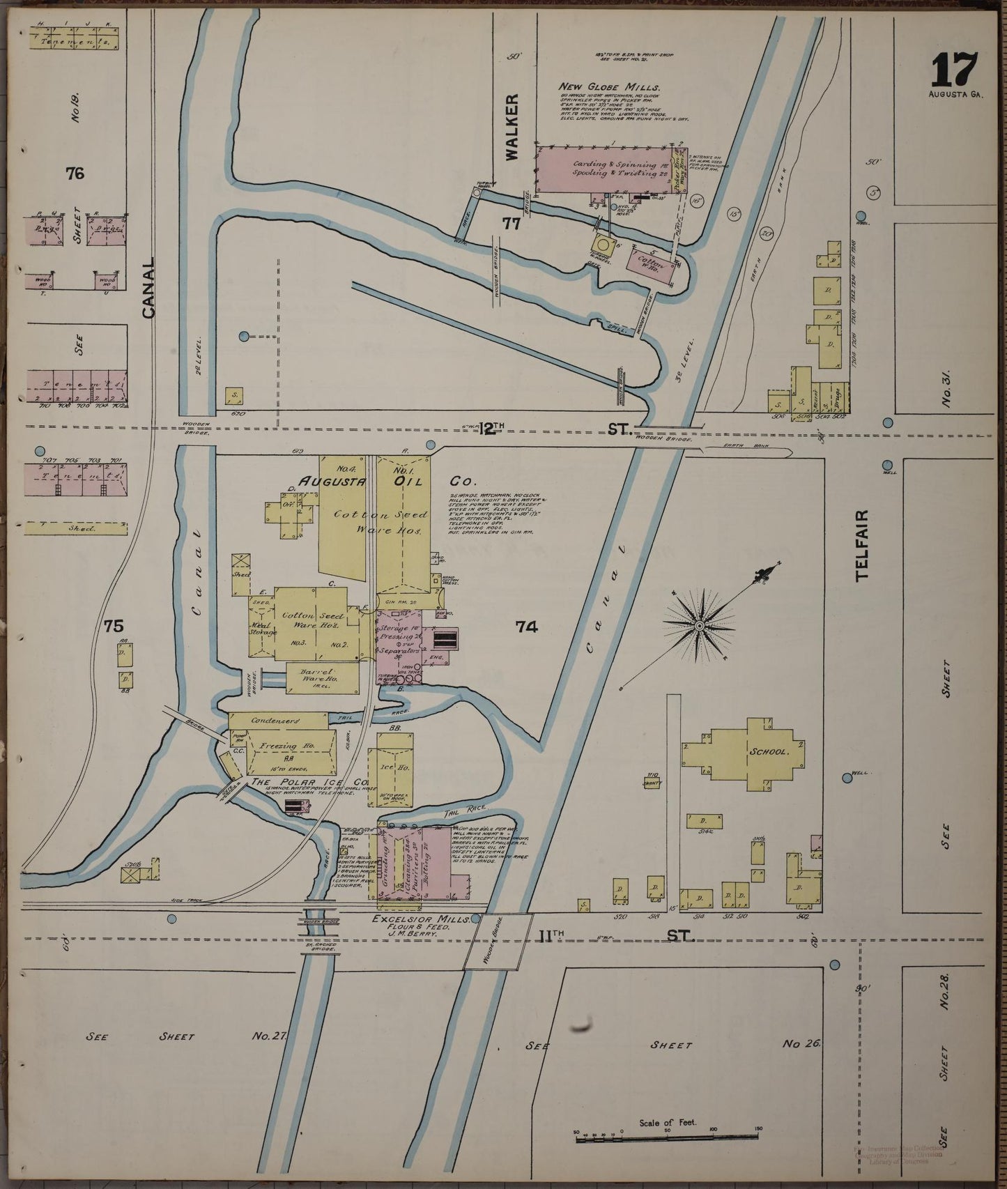 Sanborn Fire Insurance Map from Augusta, Richmond County, Georgia (1890), Sheet #0017 - Complete Map Set gallery image, historic Sanborn map, vintage wall art, Georgia Georgia