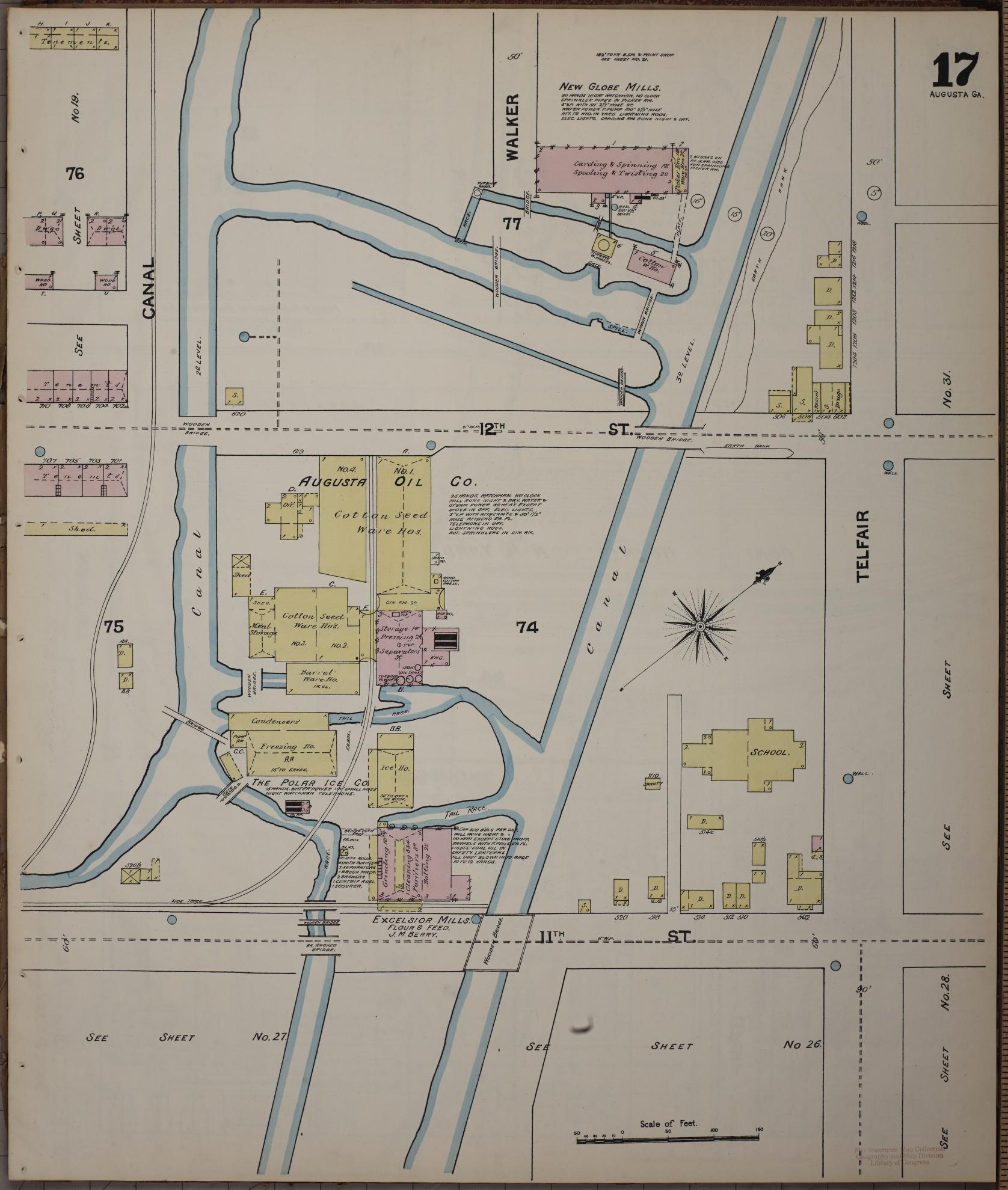 Sanborn Fire Insurance Map from Augusta, Richmond County, Georgia (1890), Sheet #0017 - Complete Map Set gallery image, historic Sanborn map, vintage wall art, Georgia Georgia