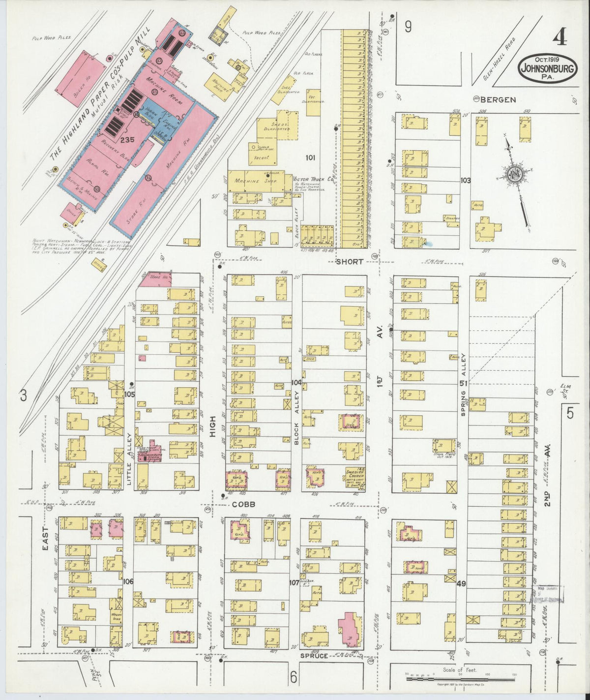 Sanborn Fire Insurance Map from Johnsonburg, Elk County, Pennsylvania (1919), Sheet #0004 - Complete Map Set gallery image, historic Sanborn map, vintage wall art, Pennsylvania Pennsylvania