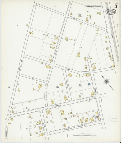 Sanborn Fire Insurance Map from Enfield, Halifax County, North Carolina (1921), Sheet #0003 - Complete Map Set gallery image, historic Sanborn map, vintage wall art, North Carolina North Carolina