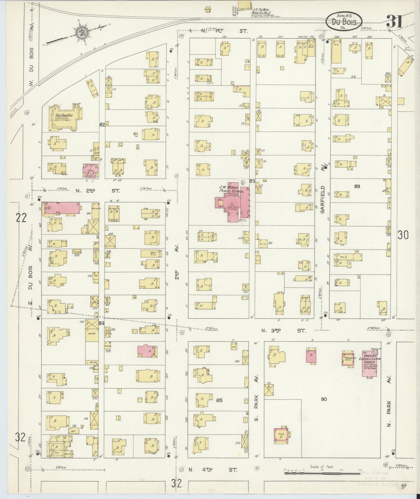 Sanborn Fire Insurance Map from Du Bois, Clearfield County, Pennsylvania (1913), Sheet #0031 - Historic Sanborn Fire Insurance Map Print, vintage old map wall art, antique decor, genealogy gift, Pennsylvania Pennsylvania map