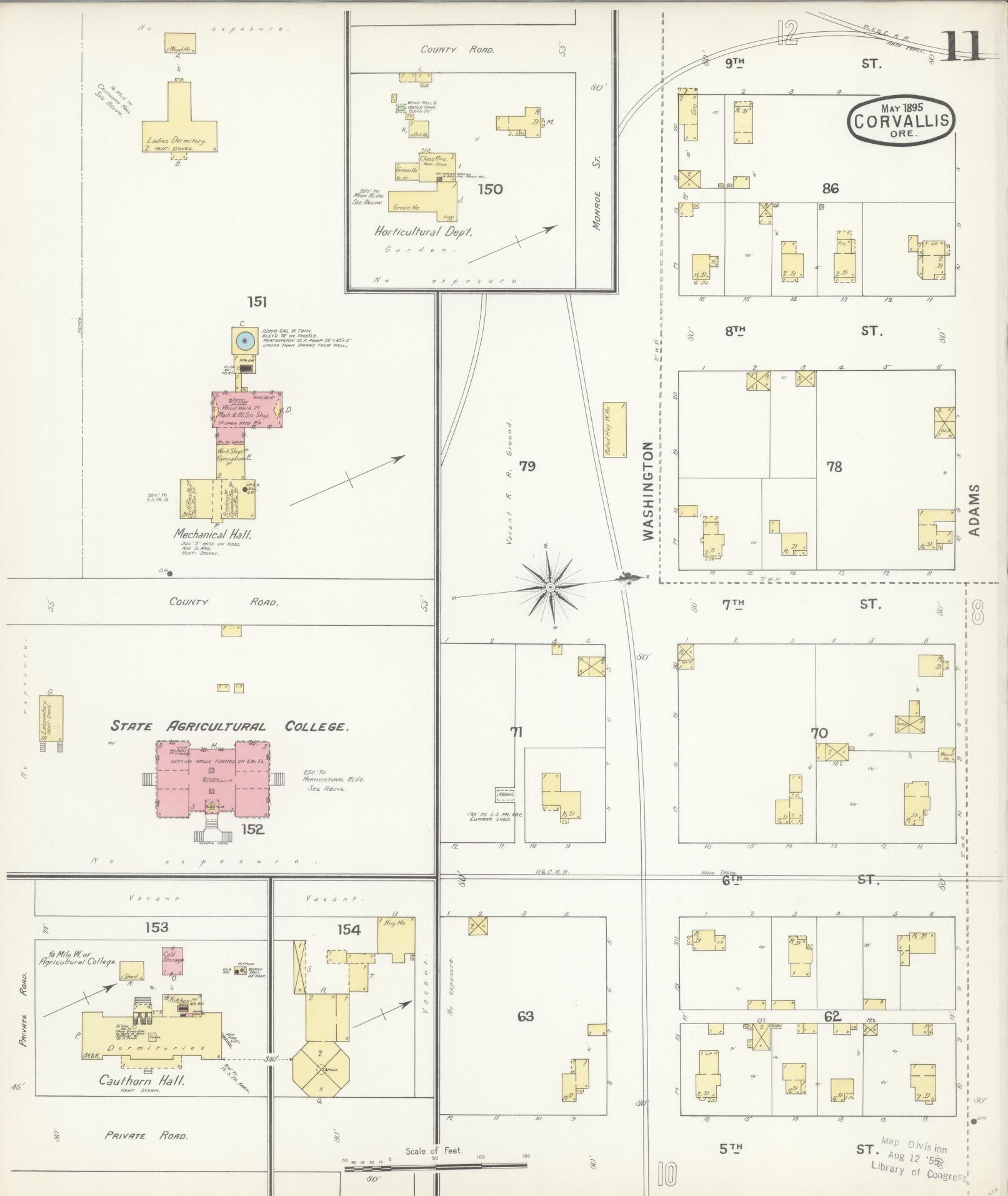 Sanborn Fire Insurance Map from Corvallis, Benton County, Oregon (1895), Sheet #0011 - Complete Map Set gallery image, historic Sanborn map, vintage wall art, Oregon Oregon