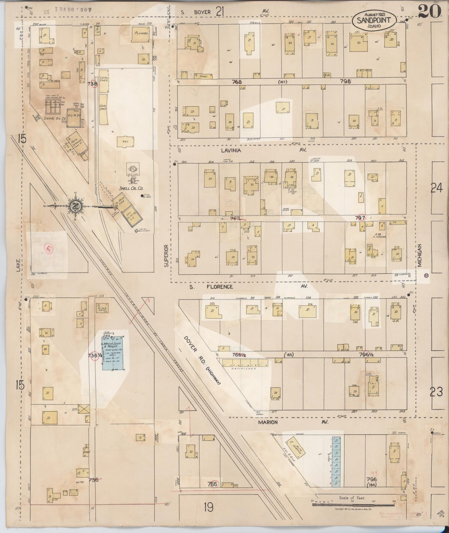Sanborn Fire Insurance Map from Sandpoint, Bonner County, Idaho (1948), Sheet #0020 - Complete Map Set gallery image, historic Sanborn map, vintage wall art, Idaho Idaho