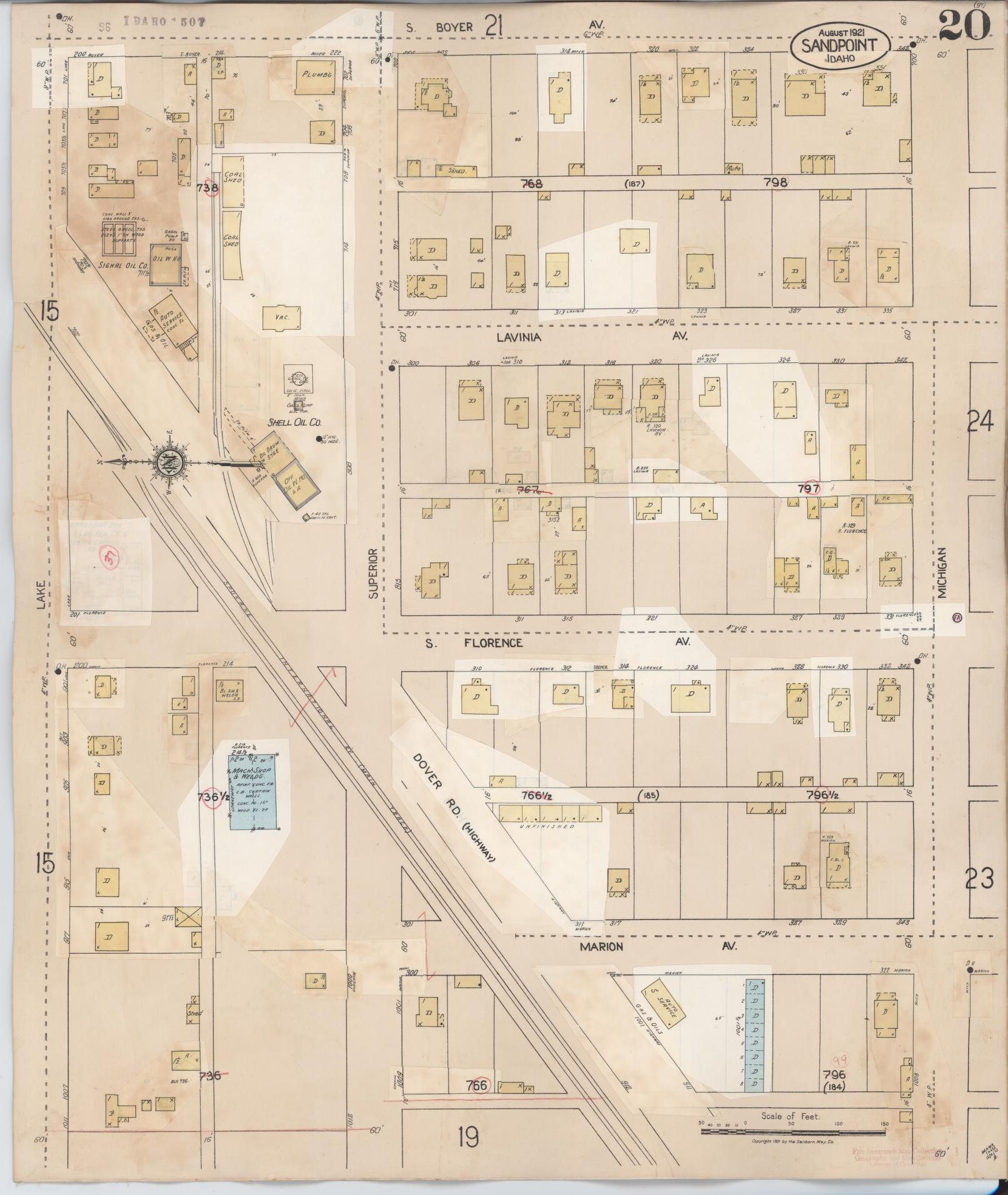 Sanborn Fire Insurance Map from Sandpoint, Bonner County, Idaho (1948), Sheet #0020 - Complete Map Set gallery image, historic Sanborn map, vintage wall art, Idaho Idaho
