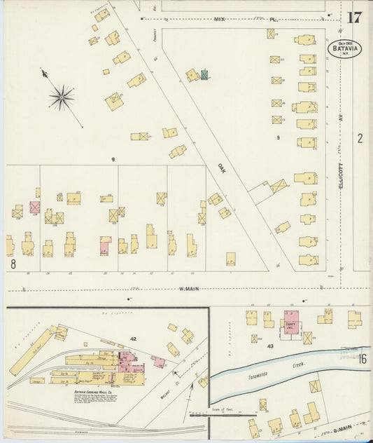 Sanborn Fire Insurance Map from Batavia, Genesee County, New York (1901), Sheet #0017 - Historic Sanborn Fire Insurance Map Print, vintage old map wall art, antique decor, genealogy gift, New York New York map